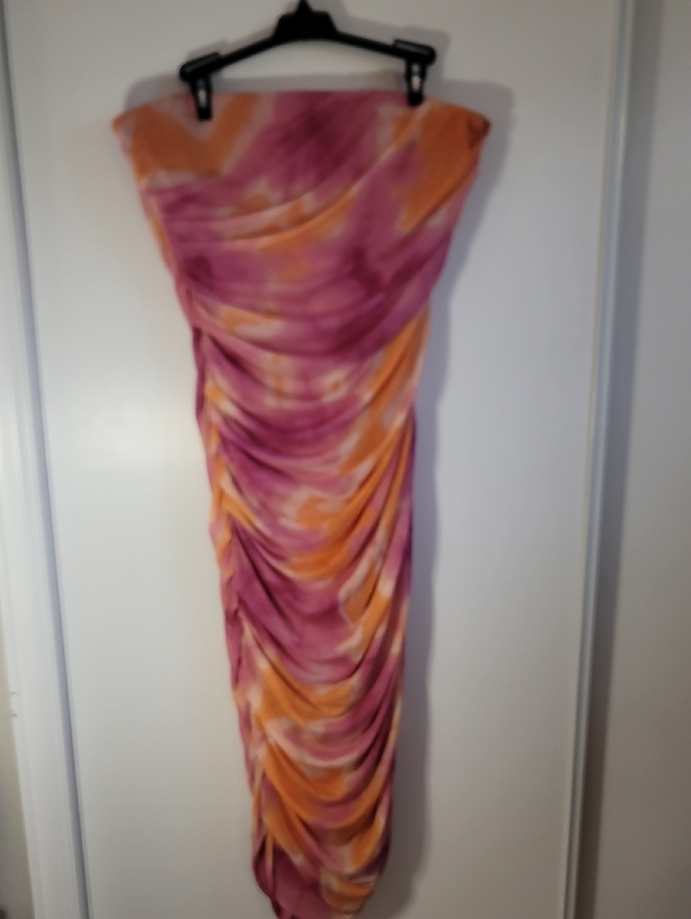 Zara Pink Strapless Dress with Subtle Orange Trim